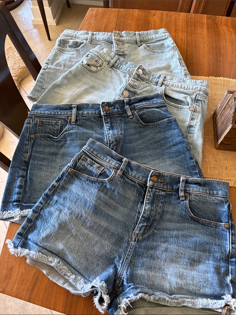 LOFT Mixed Wash Denim Shorts Trio - Light & Medium Blue